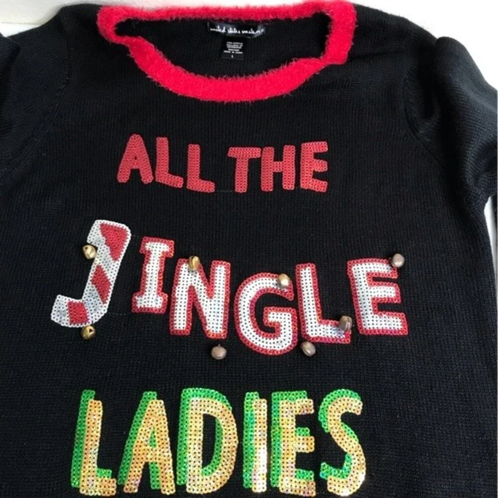 United States Sweaters All The Jingle Ladies Black Tunic Dress Womens Size Large